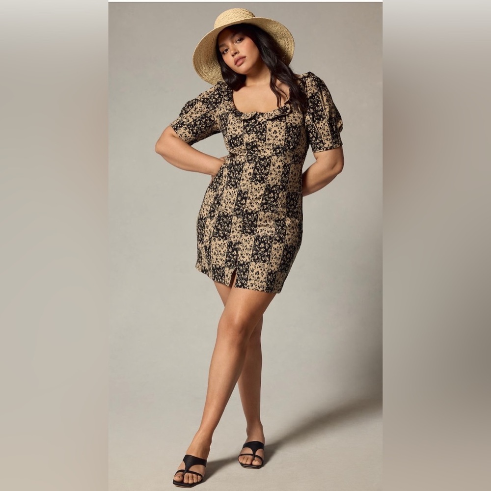 💜Anthropologie Ruffled Puff-Sleeve Dress – Size 12 | Magic Fabric